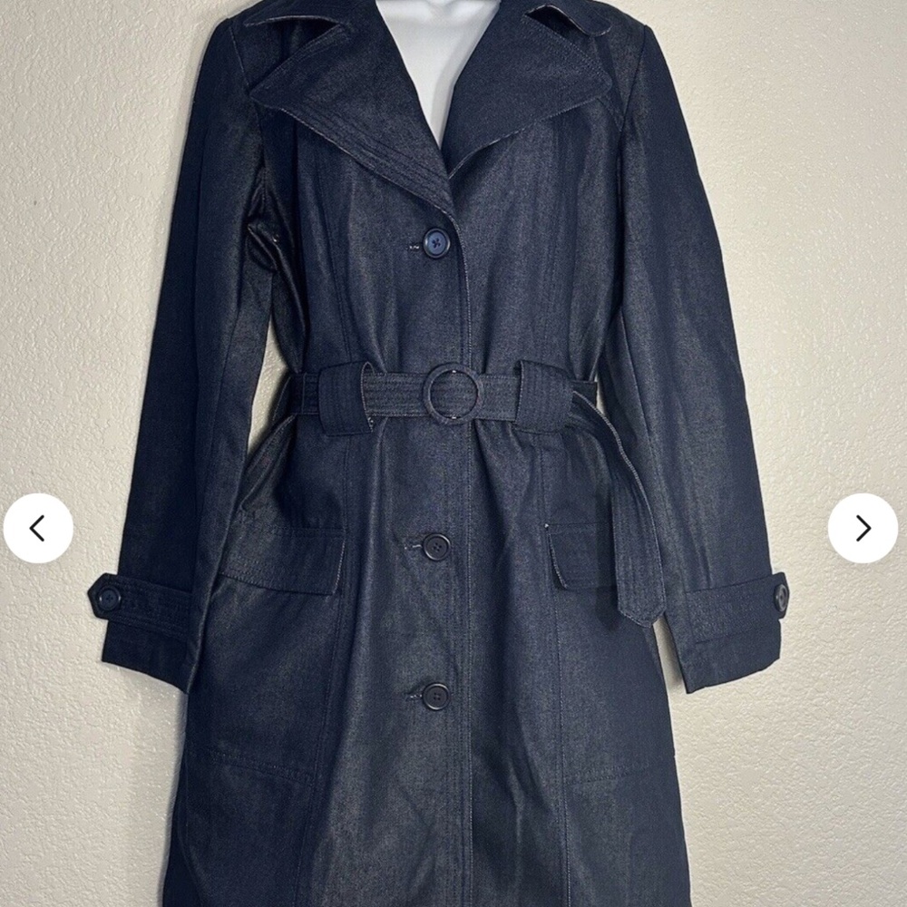 Vintage Gap Y2K Denim Trench Coat Jacket Womens Size M 2001 NWT